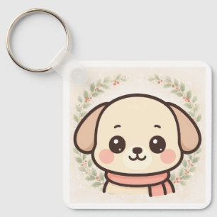 Chaveiro de Rosto de Cachorrinho Kawaii Fofo