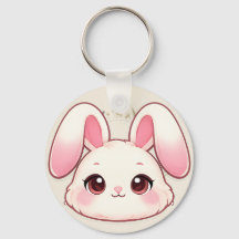 Chaveiro de Rosto de Coelho Kawaii Fofo