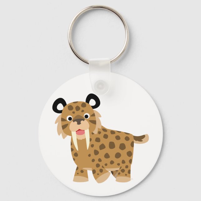 Chaveiro de Smilodon Feliz Cartoon (Frente)