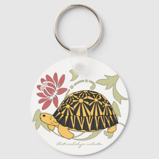 Chaveiro de tartaruga radiada (preto floral)