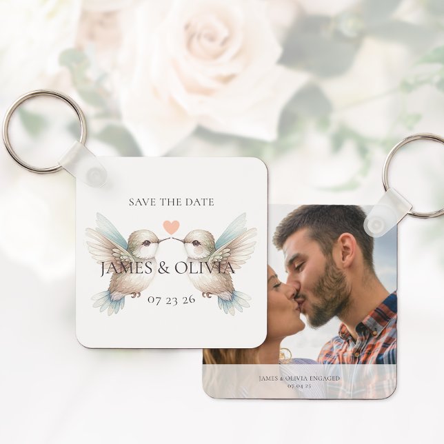 Chaveiro de Tema de Casamento com Foto Save the Da (Photo Save the Date Wedding Themed Keychain)
