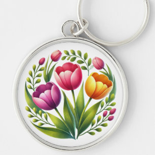 Chaveiro de Tulipas Coloridas - Design Floral Whim