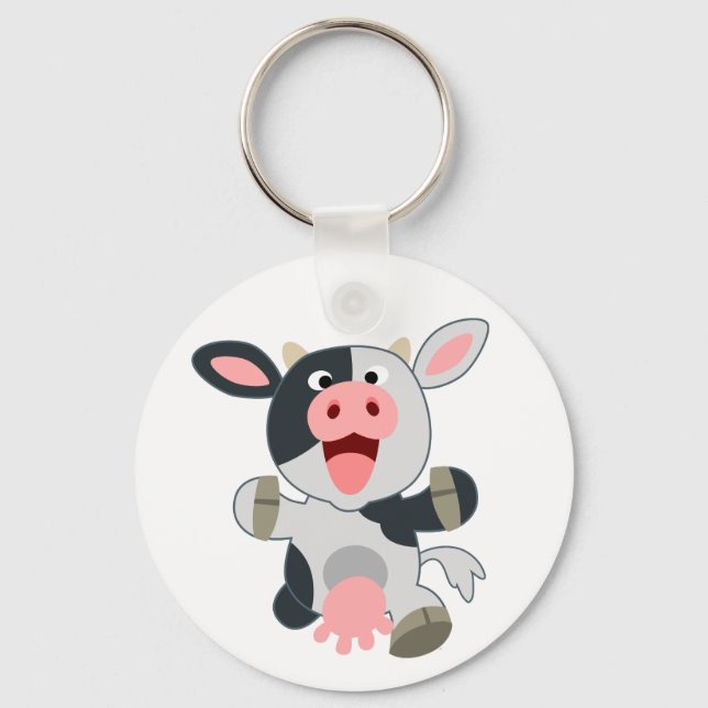 Chaveiro de uma bela Vaca de Cartoon Cheio (Frente)