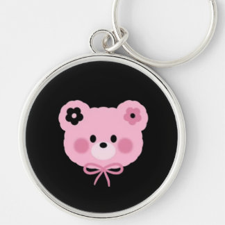 Chaveiro de Urso de Pelúcia Rosa e Preto Fofo