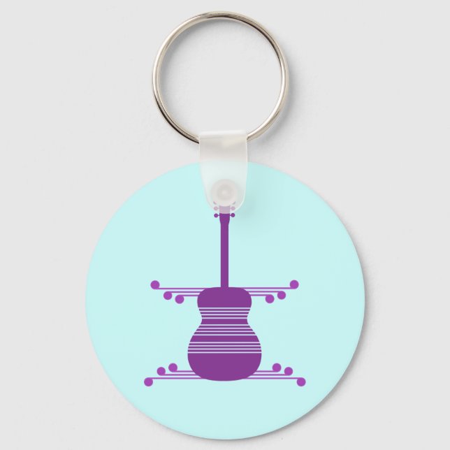 Chaveiro de Violão Retroativo, Roxo (Frente)
