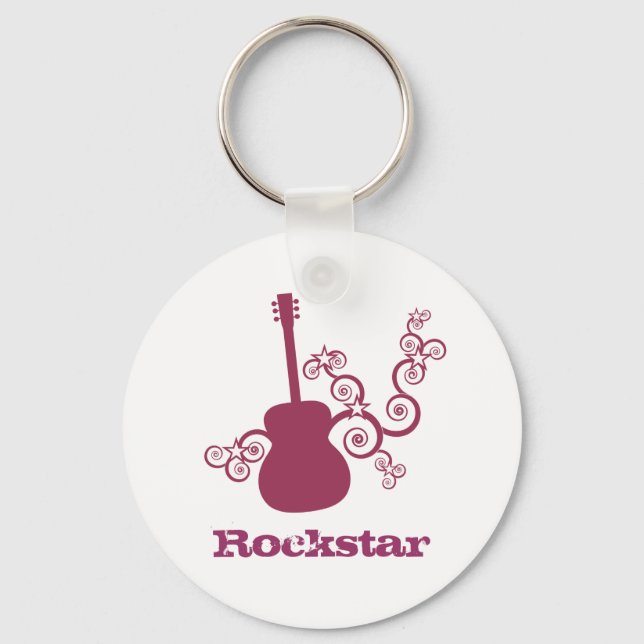 Chaveiro de Violão Rockstar, Fuchsia (Frente)