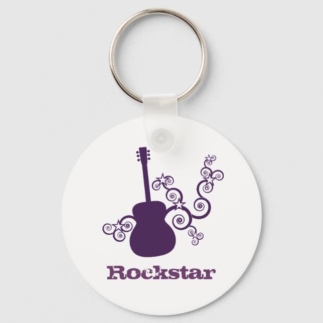 Chaveiro de Violão Rockstar, Roxo (Frente)