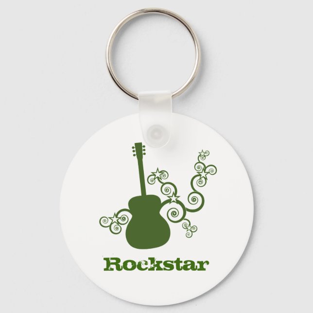 Chaveiro de Violão Rockstar, Verde (Frente)