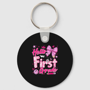 Chaveiro De volta à escola laço cor-de-rosa coquete de prim