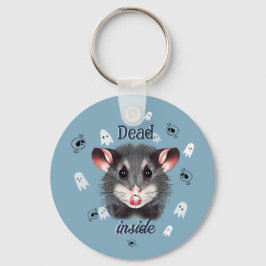 Chaveiro Dead Inside Opossum Keychain Spooky Ghost & Skull