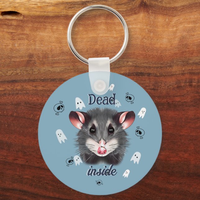 Chaveiro Dead Inside Opossum Keychain Spooky Ghost & Skull (Frente)