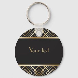 Chaveiro Deco de arte,preto,dourado,elegante,chic,pronto pa