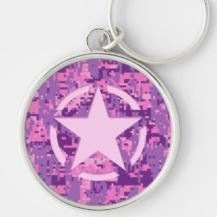 Chaveiro Decor de Camuflagem Digital Rosa-Quente