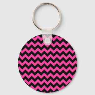 Chaveiro Decor Elegante de Chevrons Rosa Quente