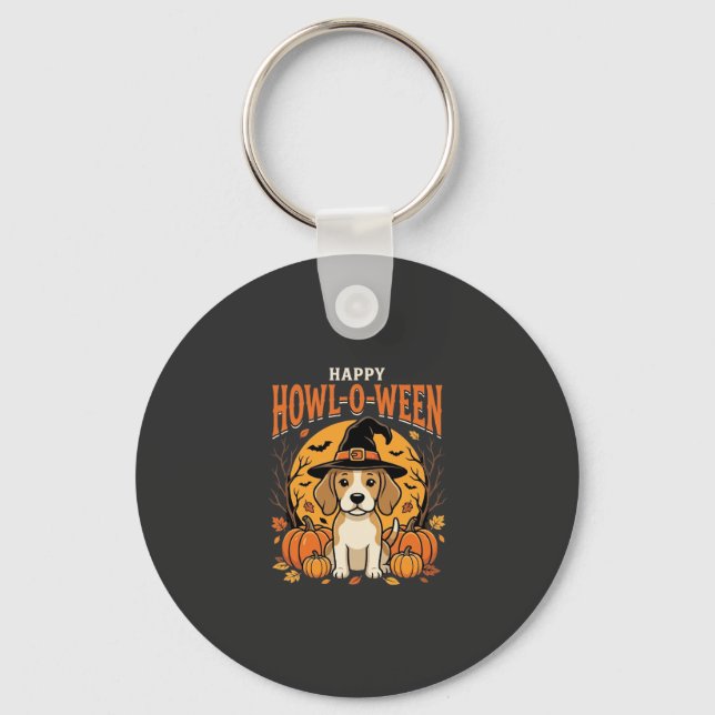 Chaveiro Decoração de Abóbora de Halloween para Cães Beagle (Frente)
