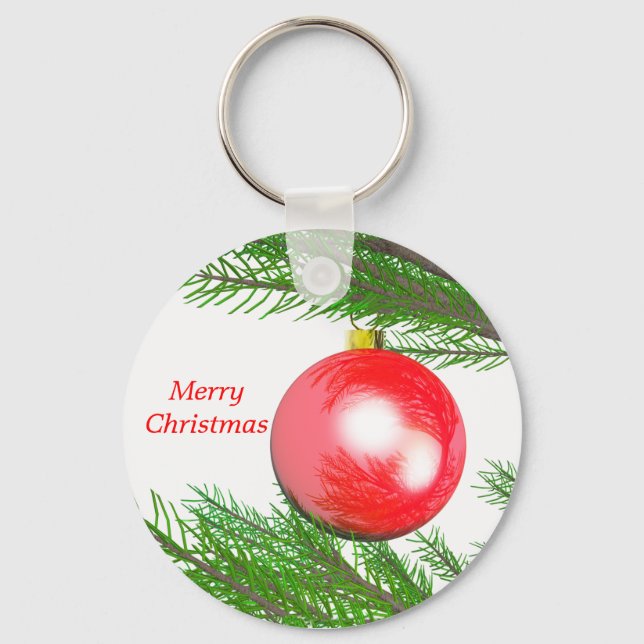 Chaveiro Decoração de árvore de Natal alegre (Frente)