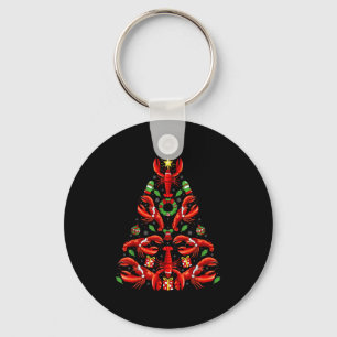 Chaveiro Decoração de Natal de Lagosta com Chapéu de Papai 