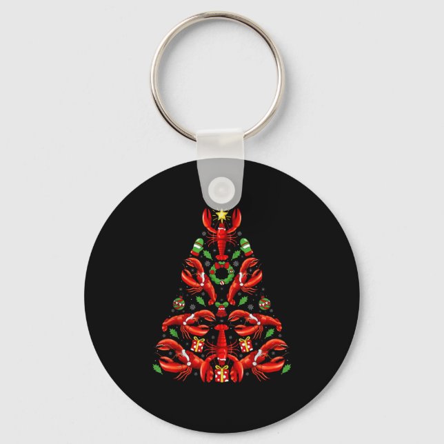 Chaveiro Decoração de Natal de Lagosta com Chapéu de Papai  (Frente)
