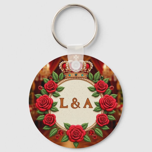 Chaveiro 🌹 Decoração Personalizada de Inicial de Monograma (Frente)