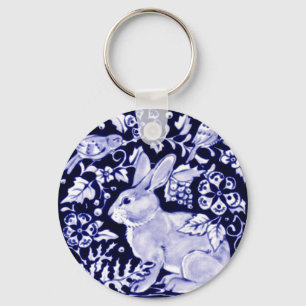 Chaveiro Dedham Blue Rabbit, Classic Blue & White Design