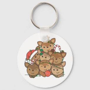 Chaveiro Deer Christmas Tree Engraçado Animal Christmas Key