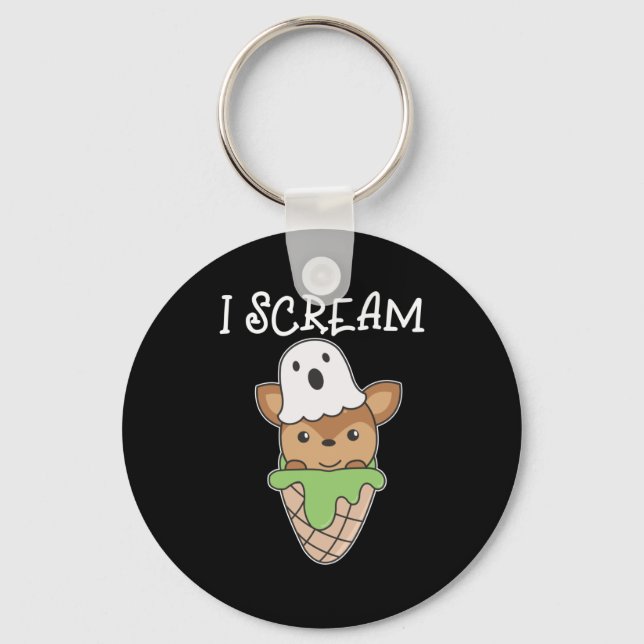 Chaveiro Deer Halloween Ghost I Sorvete Pun (Frente)