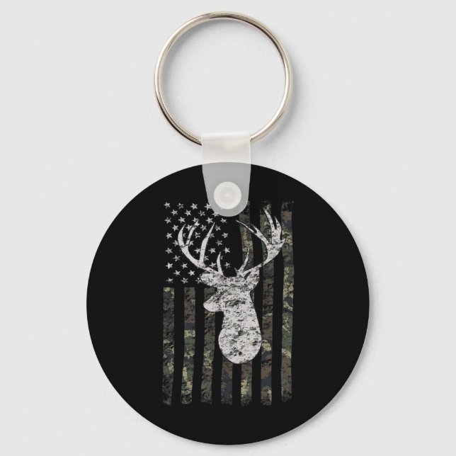 Chaveiro Deer Hunting Camo American Flag (Frente)