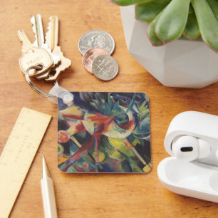 Chaveiro Deer in a Flower Garden por Franz Marc, Vintage Ar