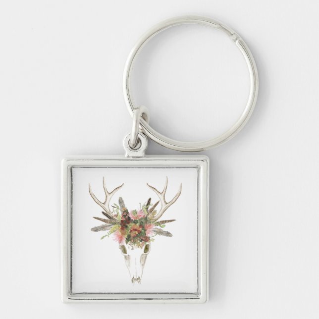 Chaveiro Deer Skull e Flores (Frente)
