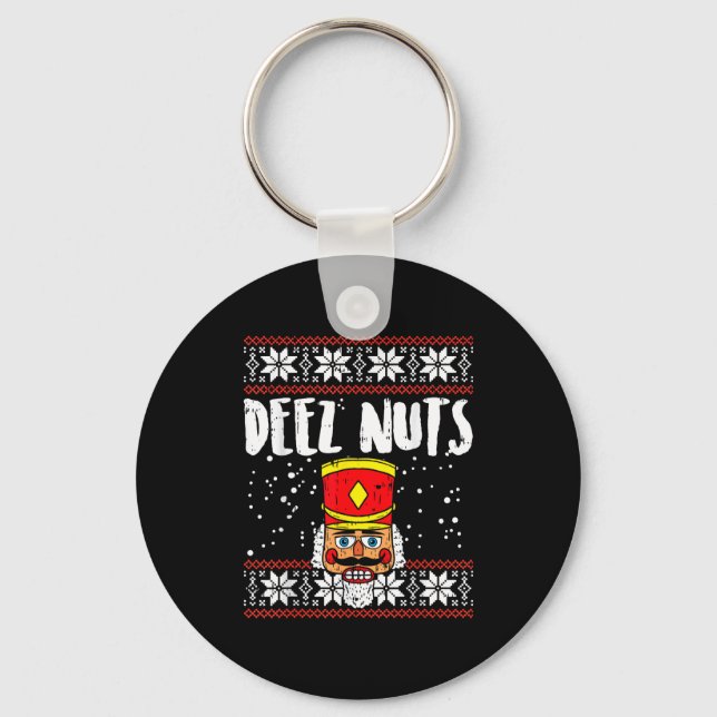Chaveiro Deez Nuts Quebra-Nozes Camisola Engraçada de Natal (Frente)