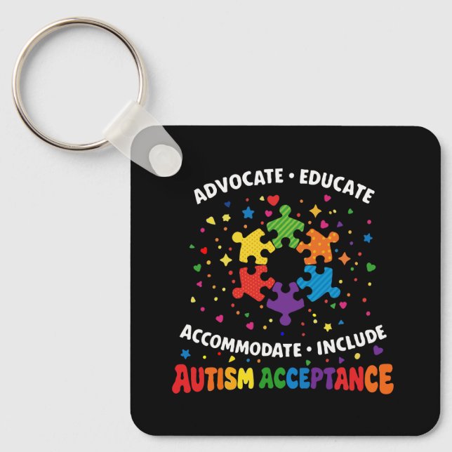 Chaveiro Defensor da Aceitação do Autismo Educador Puzzle A (Frente)