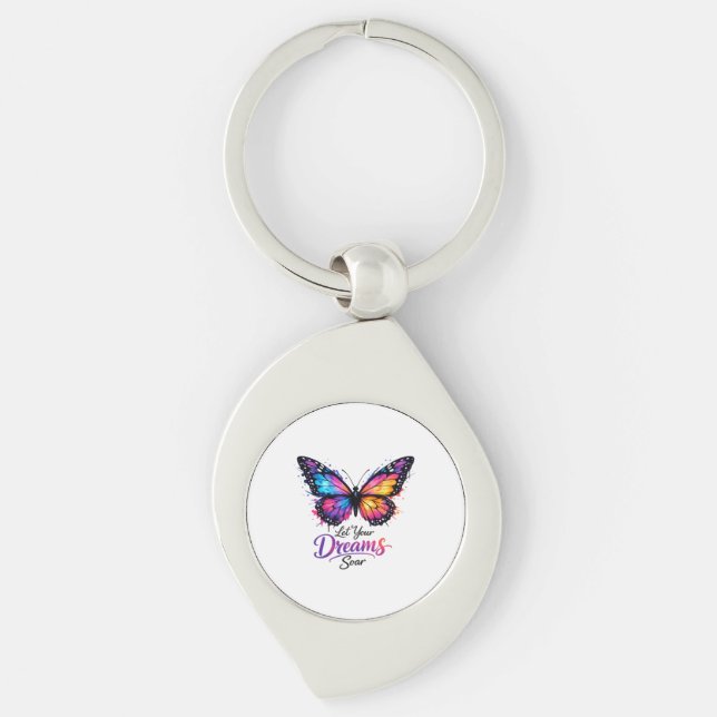 Chaveiro Deixe Seus Sonhos Voar – Borboleta Colorida (Frente)