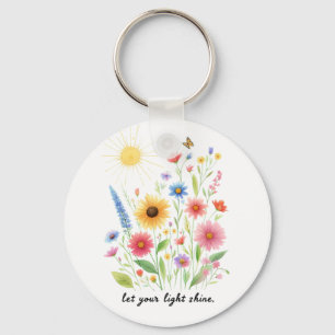Chaveiro Deixe sua luz brilhar flores e monograma do sol