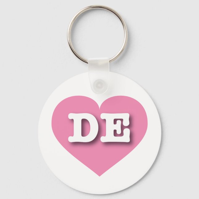 Chaveiro Delaware Pink Heart - Eu amo DE (Frente)