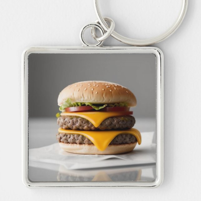 Chaveiro Delicioso Cheeseburger em Tecidos (Frente)