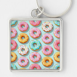 Chaveiro Deliciosos donuts de creme azuis