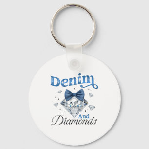 Chaveiro Denim E Diamantes Arco Senhoras Meninas Mulheres