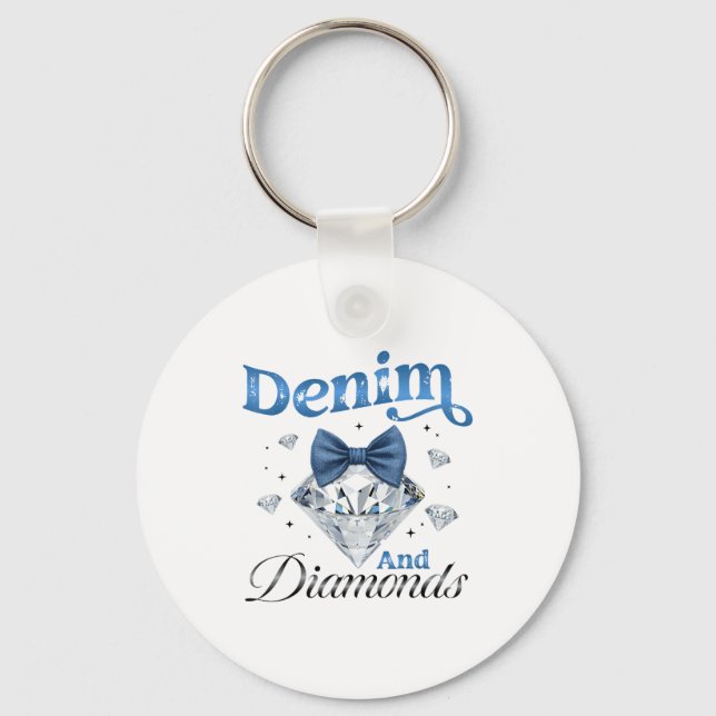 Chaveiro Denim E Diamantes Arco Senhoras Meninas Mulheres  (Frente)