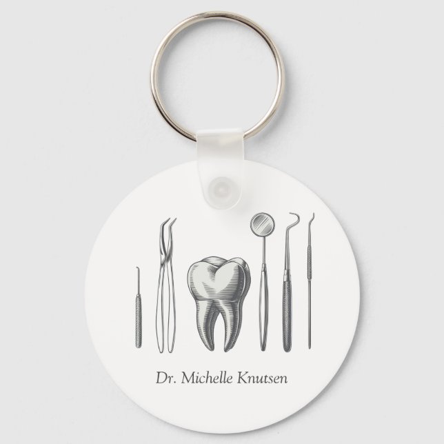 Chaveiro Dentista Personalizado Dental Branco (Frente)