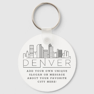 Chaveiro Denver, Colorado Estilizou Skyline Slogan Person