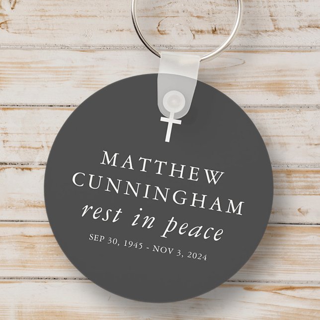 Chaveiro Descanso Funeral Memorial Na Paz Cruz Simples Mode (Criador carregado)