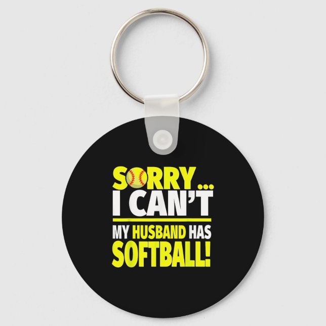 Chaveiro Desculpe Meu Marido Tem Softball - Softball Engraç (Frente)