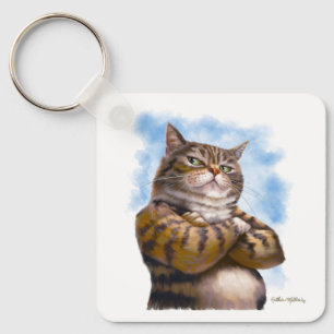 Chaveiro Desenho animado de gato malhado durão