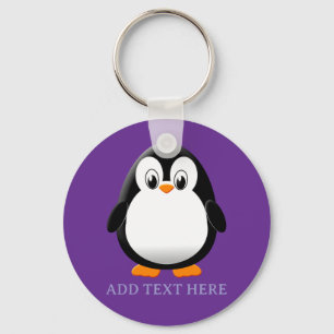 Chaveiro Desenho Animado de Pinguim Roxo Personalizado Fofo