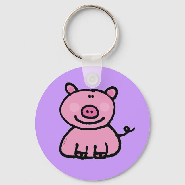 Chaveiro Desenho animado de porco rosa fofo (Frente)