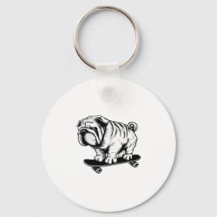 Chaveiro Desenho de arte de rua de cachorro Pug fazendo ska