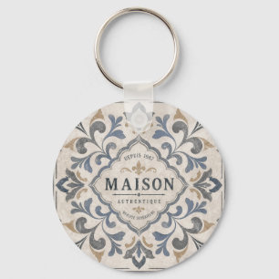 Chaveiro Desenho de Azulejo Ornamental Vintage com Tipograf