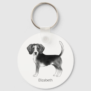 Chaveiro Desenho de Beagle em Preto e Branco com Nome