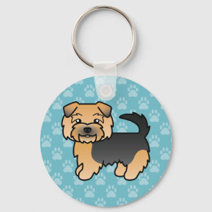 Chaveiro Desenho De Cão De Cartoon De Norfolk Terrier Preto