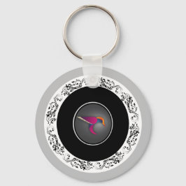 Chaveiro Desenho de Círculo Ornamental Beija-flor Roxo